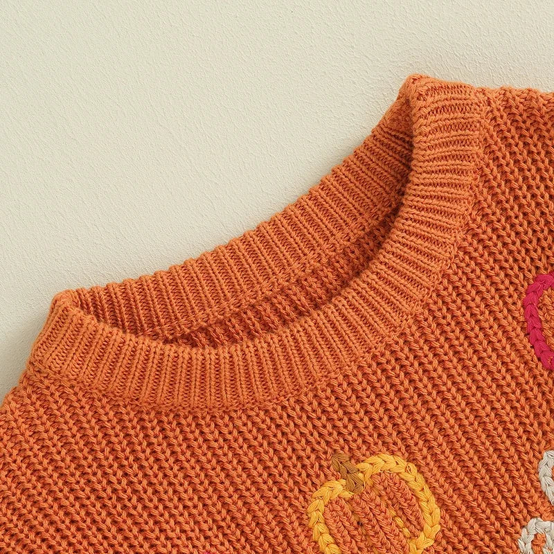 Pumpkin Embroidery Sweater