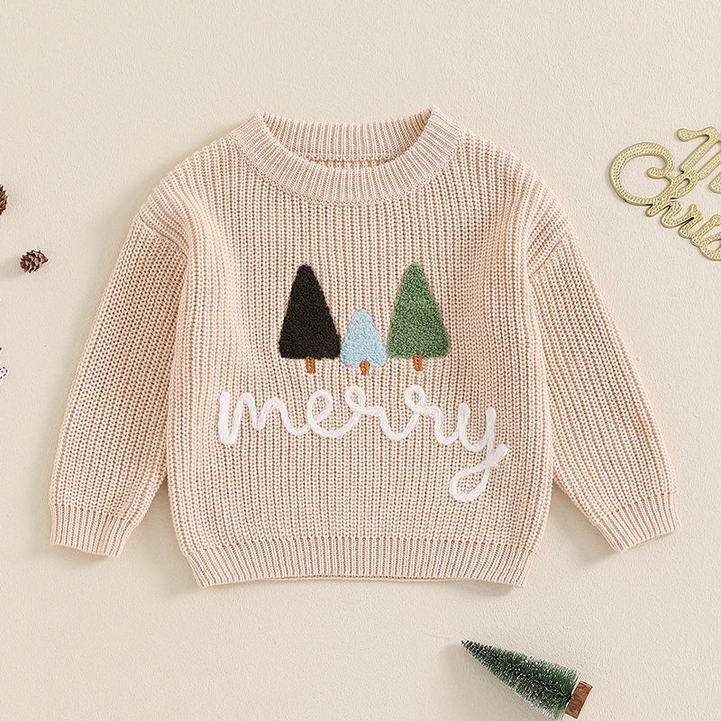 Merry Embroidery Christmas Sweater